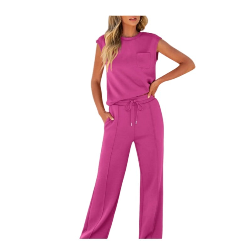 Ilda Taglieri™ Women's Casual Sleeveless Top and Drawstring Pants 2-Piece Set