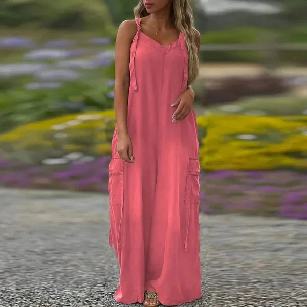 Massima Moceri™ Women's Loose Wide-Leg Jumpsuit with Pockets