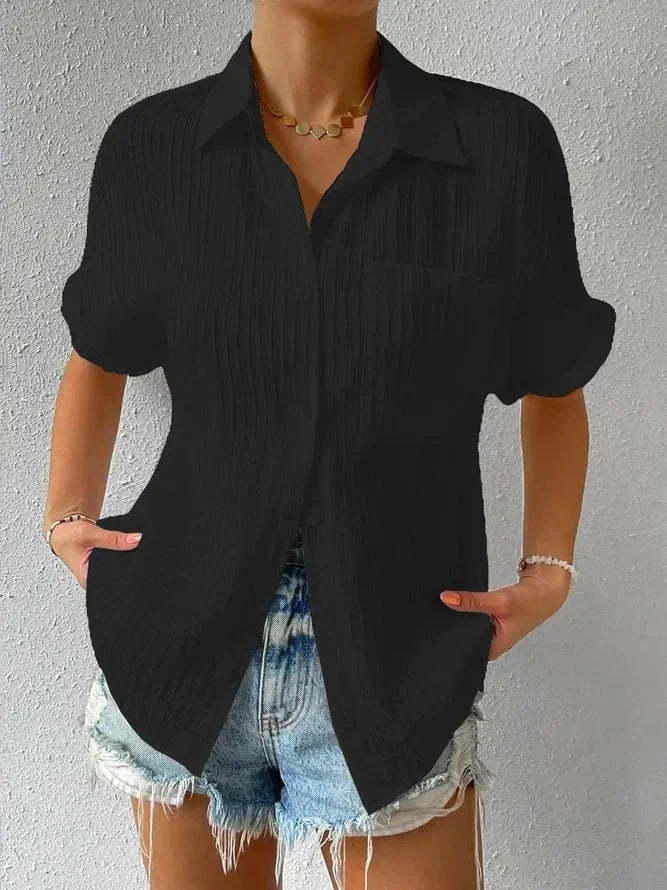 Zenobia Torti™ Shirt Collar Casual Buttoned Loose Blouse