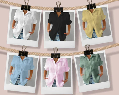Zenobia Torti™ Shirt Collar Casual Buttoned Loose Blouse