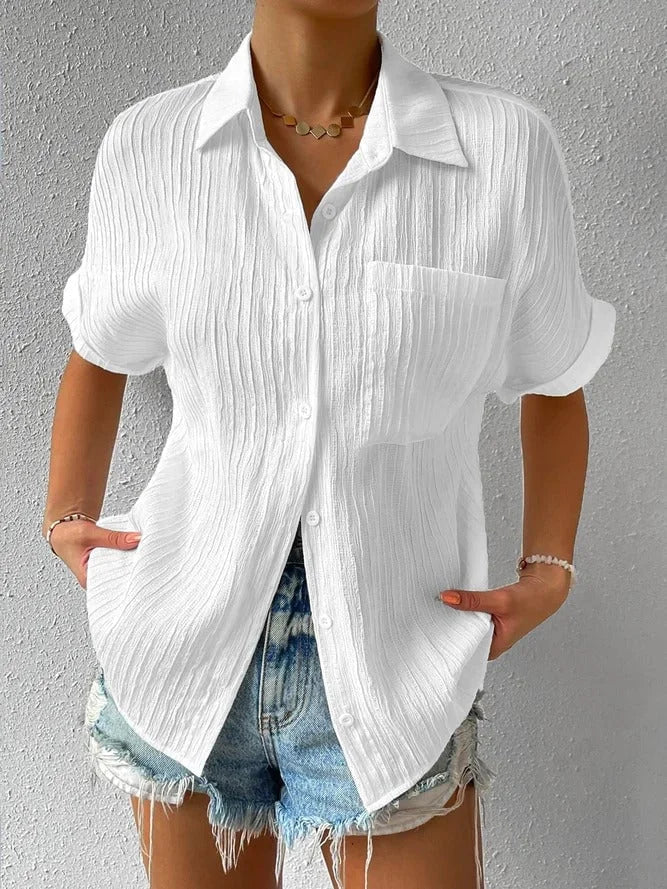Zenobia Torti™ Shirt Collar Casual Buttoned Loose Blouse