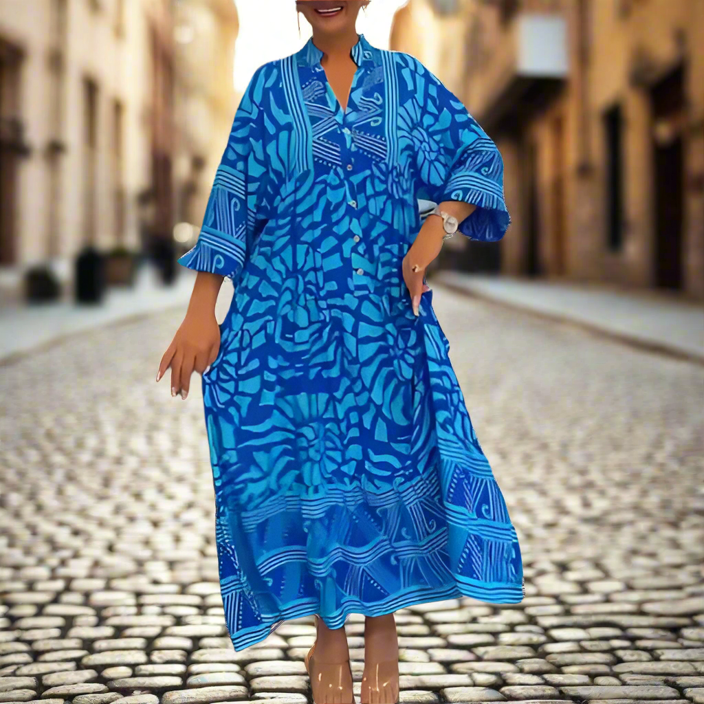 Caterina Tarro™ Women's V-neck Printed Loose Dress