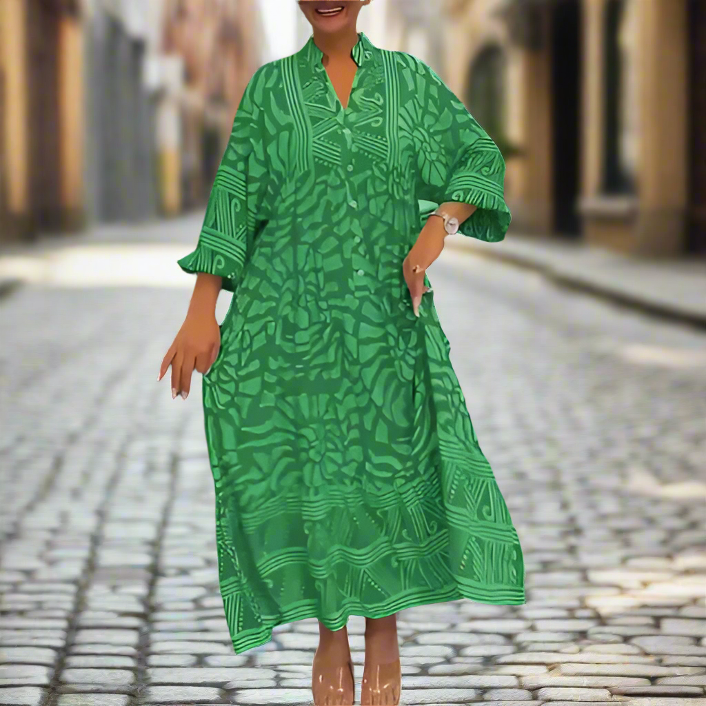 Caterina Tarro™ Women's V-neck Printed Loose Dress
