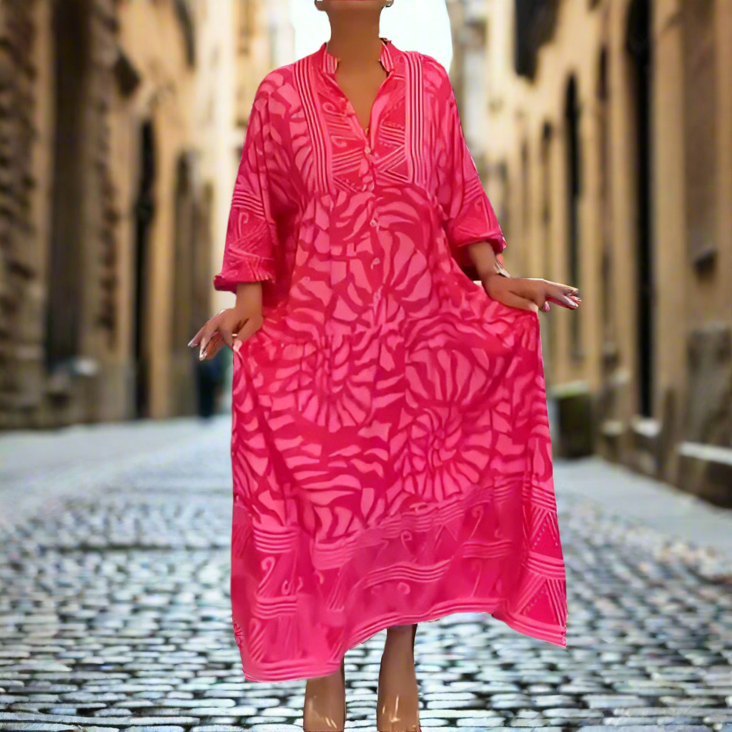 Caterina Tarro™ Women's V-neck Printed Loose Dress