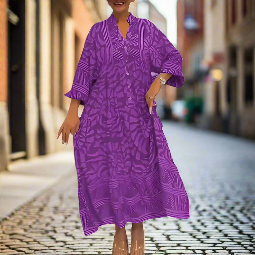 Caterina Tarro™ Women's V-neck Printed Loose Dress