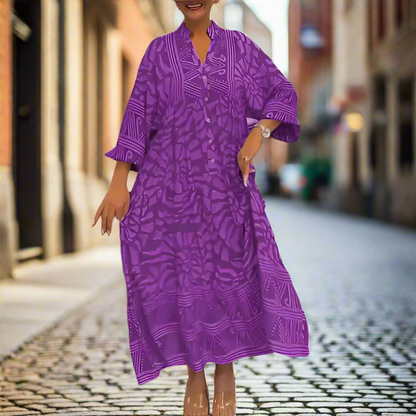 Caterina Tarro™ Women's V-neck Printed Loose Dress