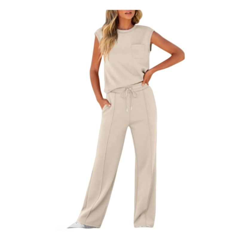 Ilda Taglieri™ Women's Casual Sleeveless Top and Drawstring Pants 2-Piece Set