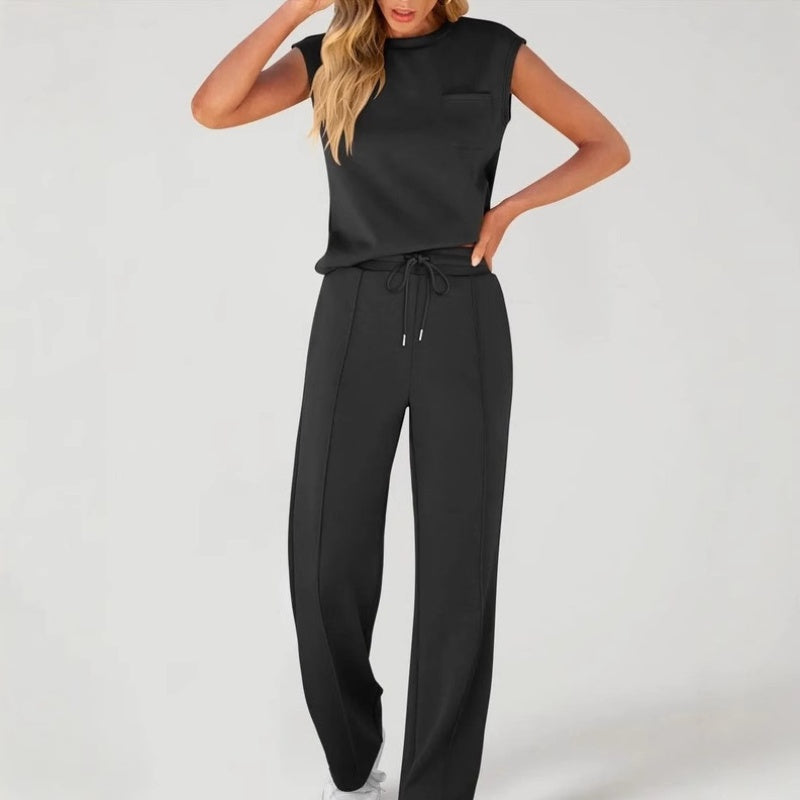 Ilda Taglieri™ Women's Casual Sleeveless Top and Drawstring Pants 2-Piece Set