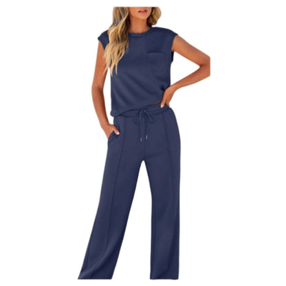 Ilda Taglieri™ Women's Casual Sleeveless Top and Drawstring Pants 2-Piece Set