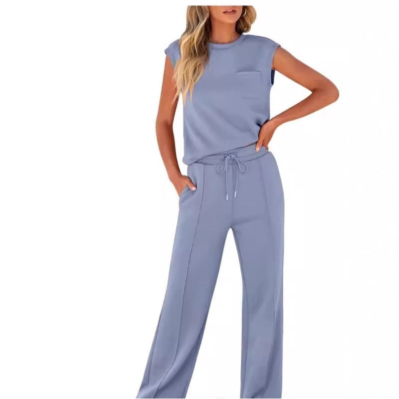 Ilda Taglieri™ Women's Casual Sleeveless Top and Drawstring Pants 2-Piece Set
