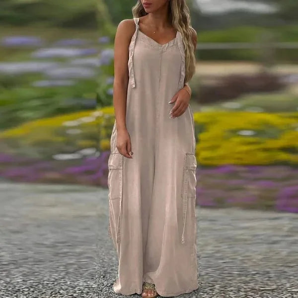 Massima Moceri™ Women's Loose Wide-Leg Jumpsuit with Pockets