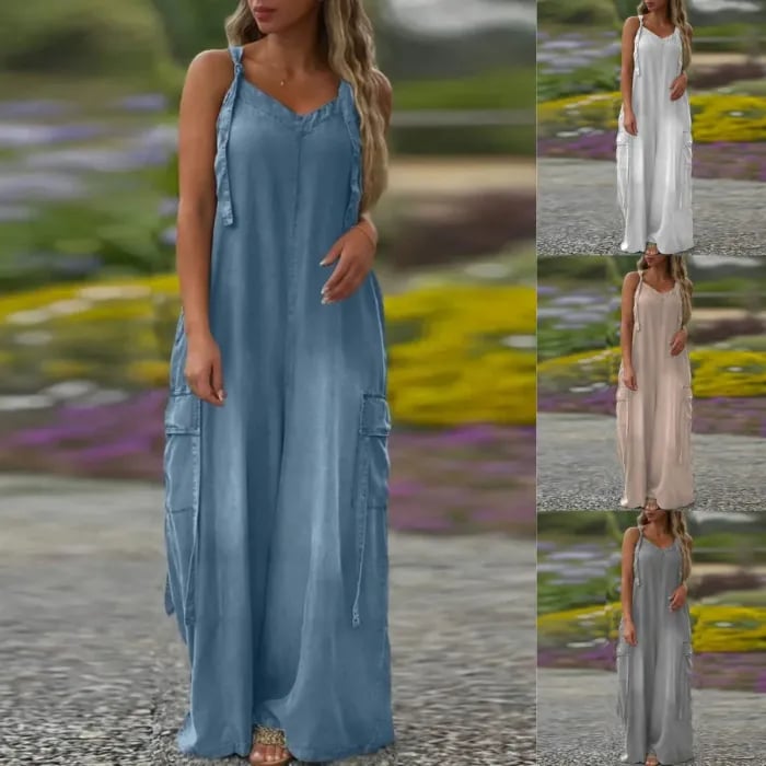 Massima Moceri™ Women's Loose Wide-Leg Jumpsuit with Pockets