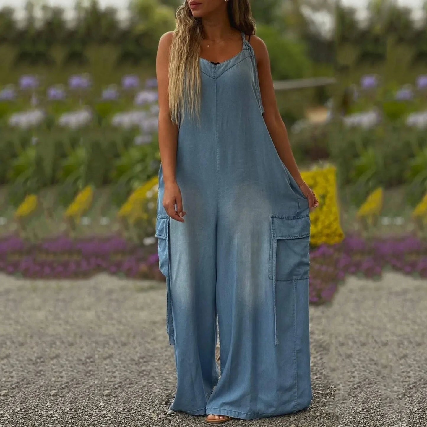 Massima Moceri™ Women's Loose Wide-Leg Jumpsuit with Pockets
