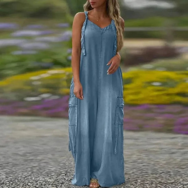 Massima Moceri™ Women's Loose Wide-Leg Jumpsuit with Pockets