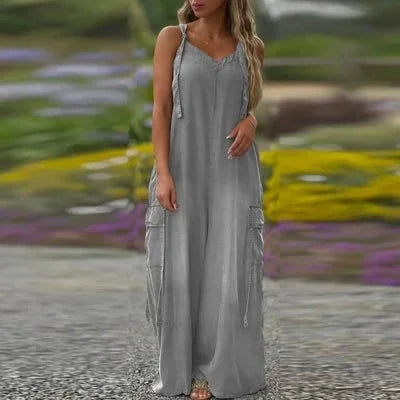 Massima Moceri™ Women's Loose Wide-Leg Jumpsuit with Pockets