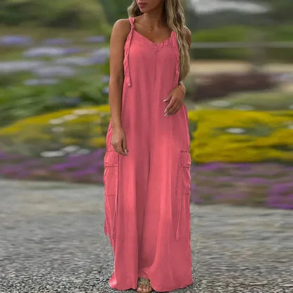 Massima Moceri™ Women's Loose Wide-Leg Jumpsuit with Pockets