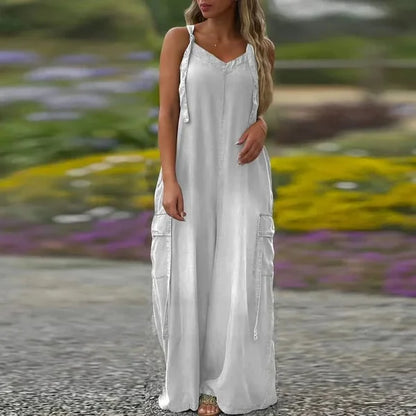 Massima Moceri™ Women's Loose Wide-Leg Jumpsuit with Pockets