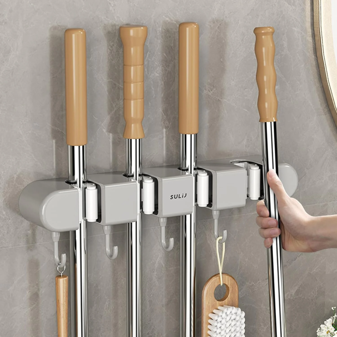 SafeHold™ Multifunctional mop holder with hook