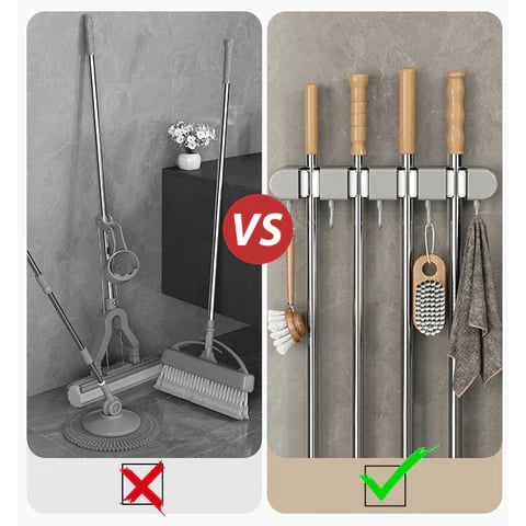 SafeHold™ Multifunctional mop holder with hook