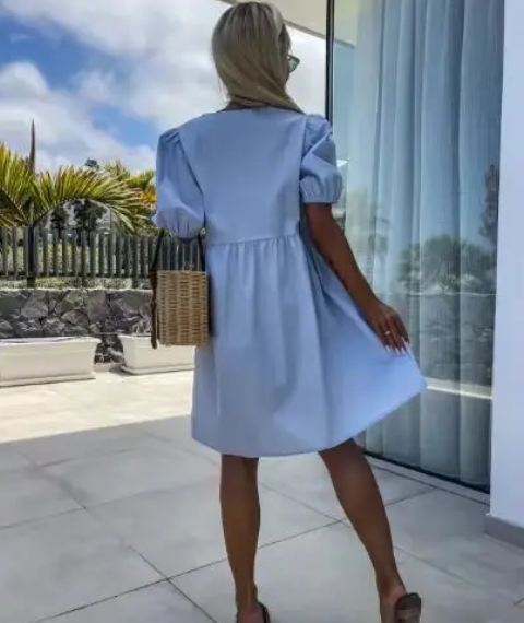 Telica Graci™ Women’s Trendy Bow Tie Front Puff Sleeve Dress