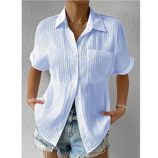 Zenobia Torti™ Shirt Collar Casual Buttoned Loose Blouse