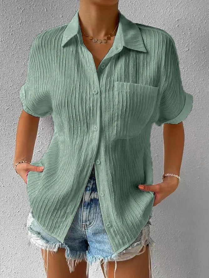 Zenobia Torti™ Shirt Collar Casual Buttoned Loose Blouse
