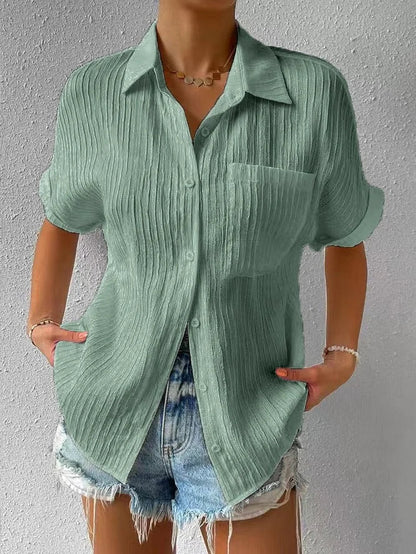 Zenobia Torti™ Shirt Collar Casual Buttoned Loose Blouse