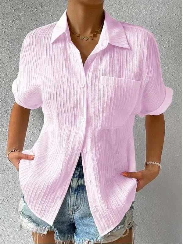 Zenobia Torti™ Shirt Collar Casual Buttoned Loose Blouse