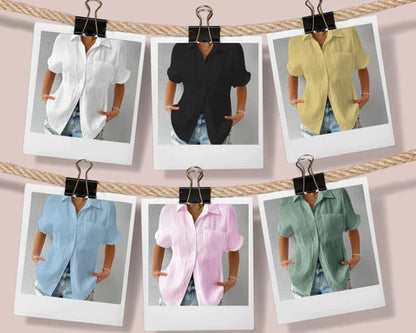 Zenobia Torti™ Shirt Collar Casual Buttoned Loose Blouse