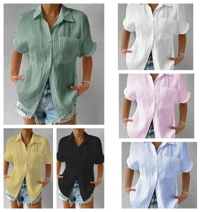 Zenobia Torti™ Shirt Collar Casual Buttoned Loose Blouse