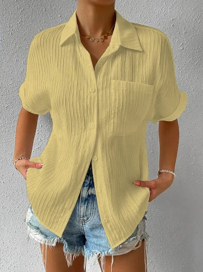 Zenobia Torti™ Shirt Collar Casual Buttoned Loose Blouse