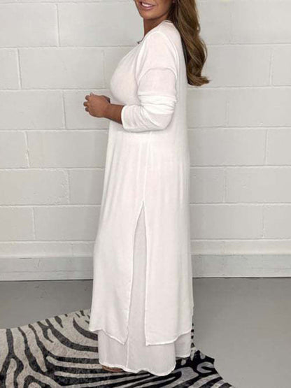 Roberta Dellucci™ Two-piece comfortable summer suit with long slit