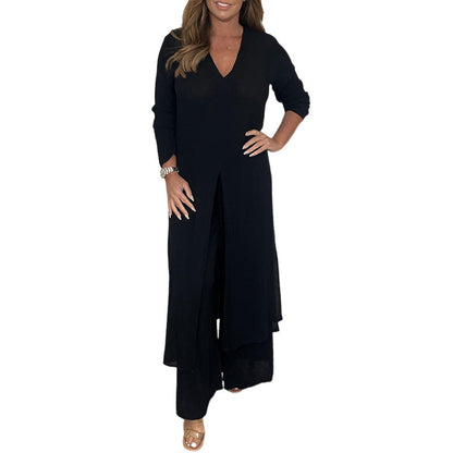 Roberta Dellucci™ Two-piece comfortable summer suit with long slit