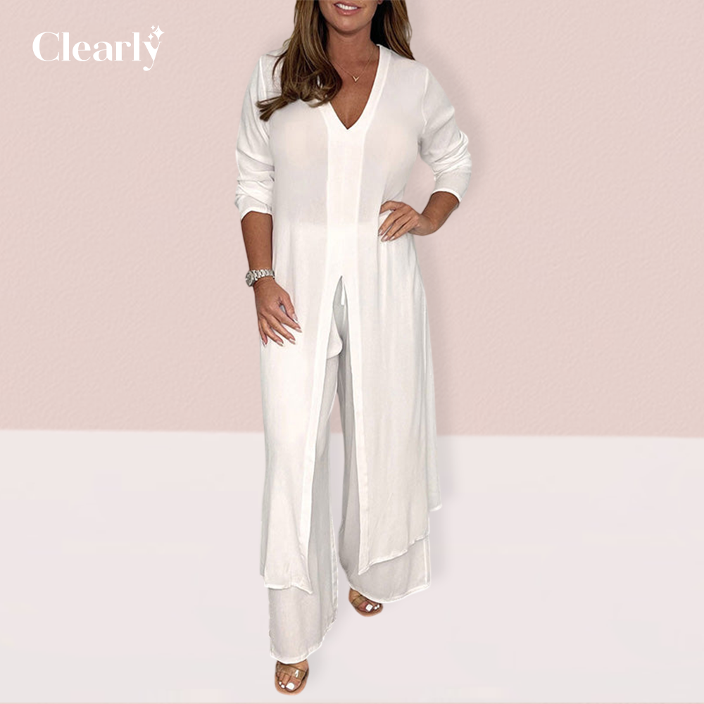 Roberta Dellucci™ Two-piece comfortable summer suit with long slit